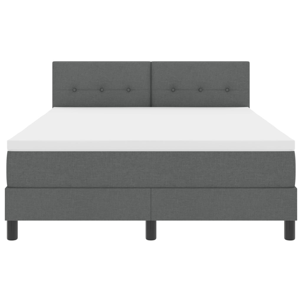 Letto con rete a molle e materasso grigio scuro 140x190 cm in tessuto