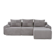 Canap¨¦ modulabile in velluto costato 3 posti - Xylo - Grigio chiaro con porta-bevande e tasche laterali