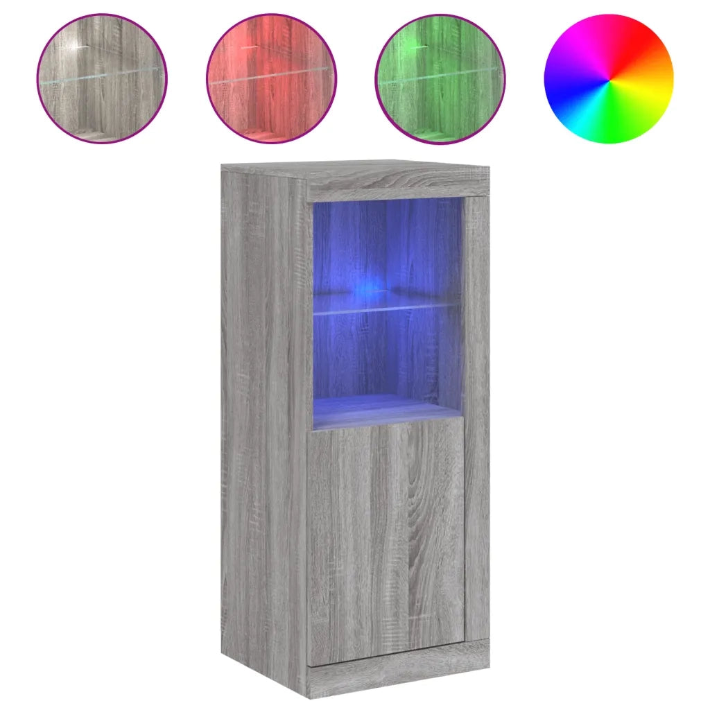 Credenza con Luci LED-Buffet-Armadio da cucina Grigio Sonoma 41x37x100 cm 458314