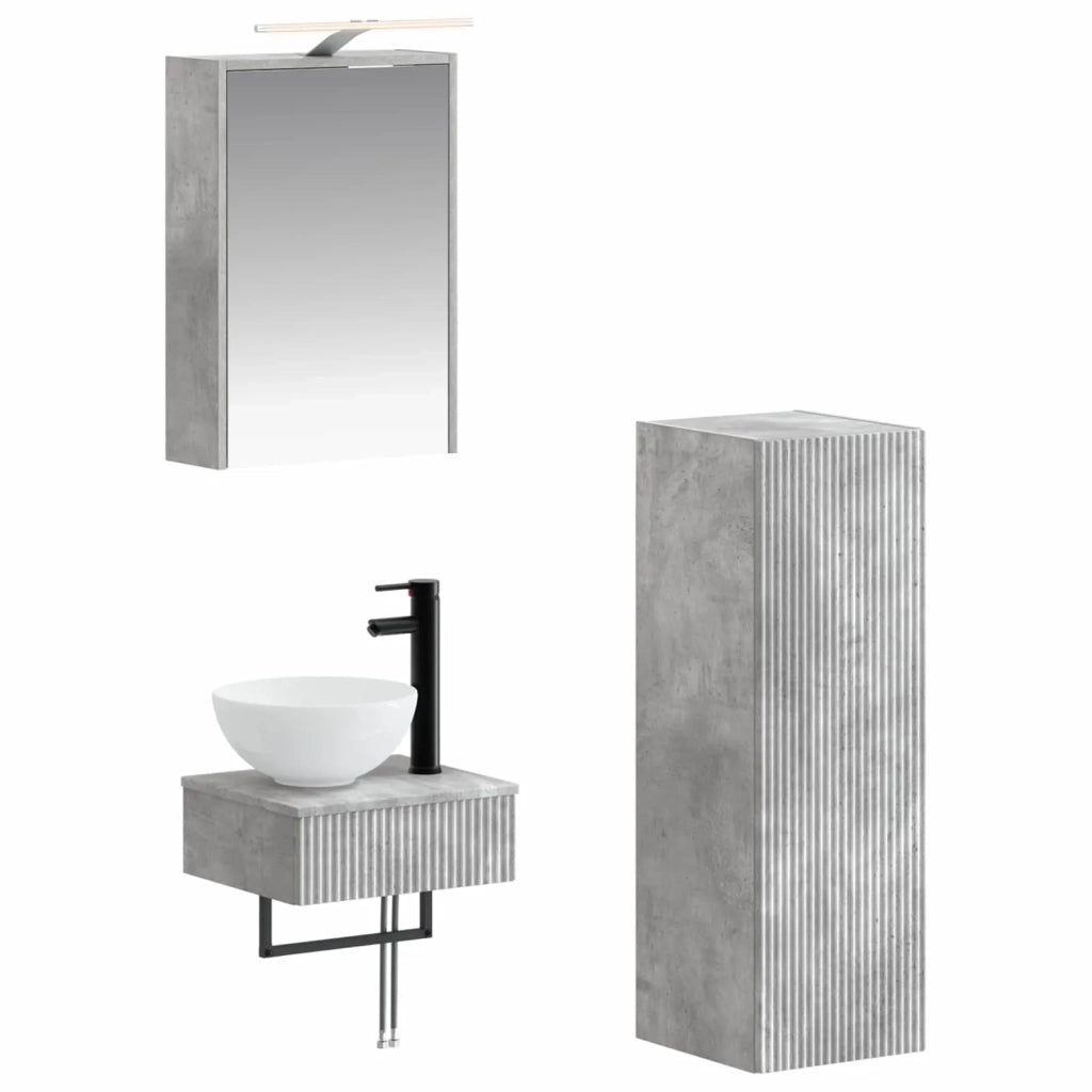Set di Armadi da Bagno 4 pcs Grigio Cemento 43 x 16 x 62,5 cm 3407370