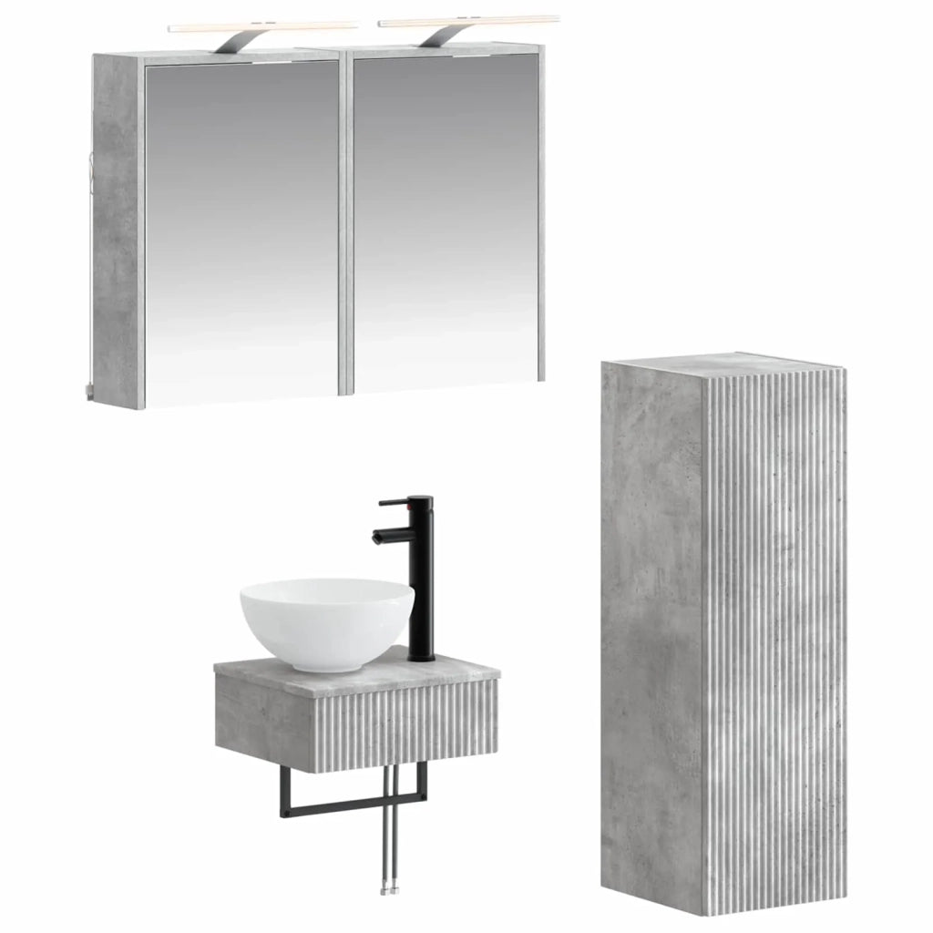 Set di Armadi da Bagno 4 pz Grigio Cemento Legno ingegnerizzato 3407370