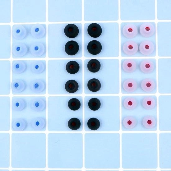 Set di 36 orecchini in silicone per auricolare - Attenuazione del rumore - 3 colori - 3 misure