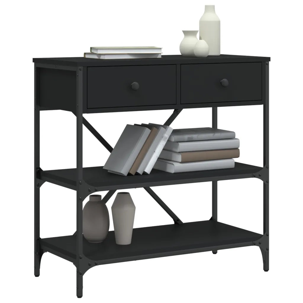 Tavolino Consolle Nero 75x34,5x75 cm in Legno Multistrato 833408
