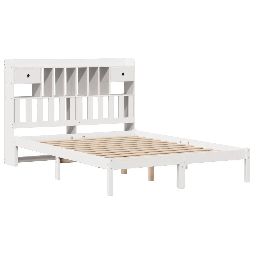 Letto Libreria senza Materasso Bianco 160x200 cm Legno di Pino