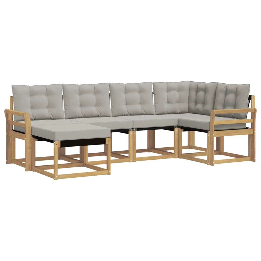Set di divani da esterno 6 pcs Bianco e Grigio Chiaro
