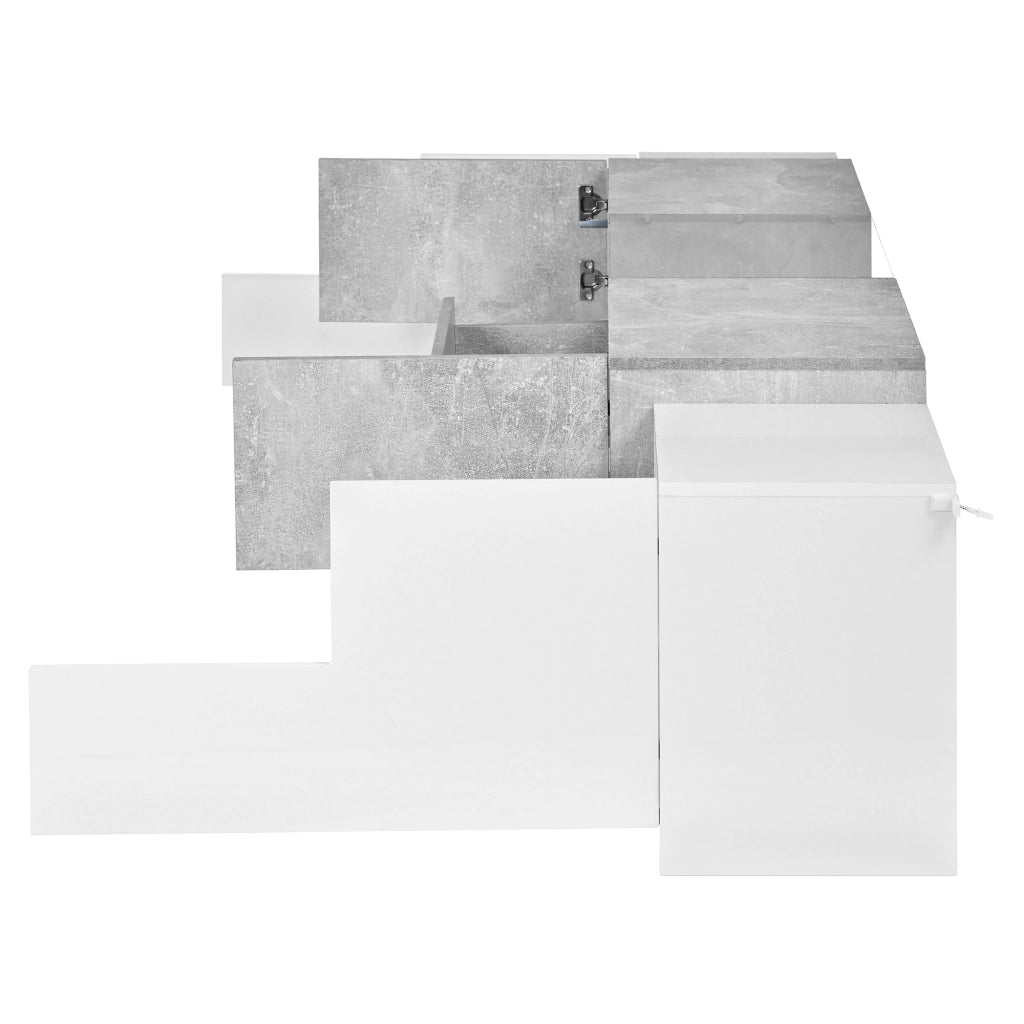 Mobile TV con 4 ante; nicchia aperta in vetro temperato; cassetto centrale e ribalta; per soggiorno; 200 × 33 × 48;5 cm