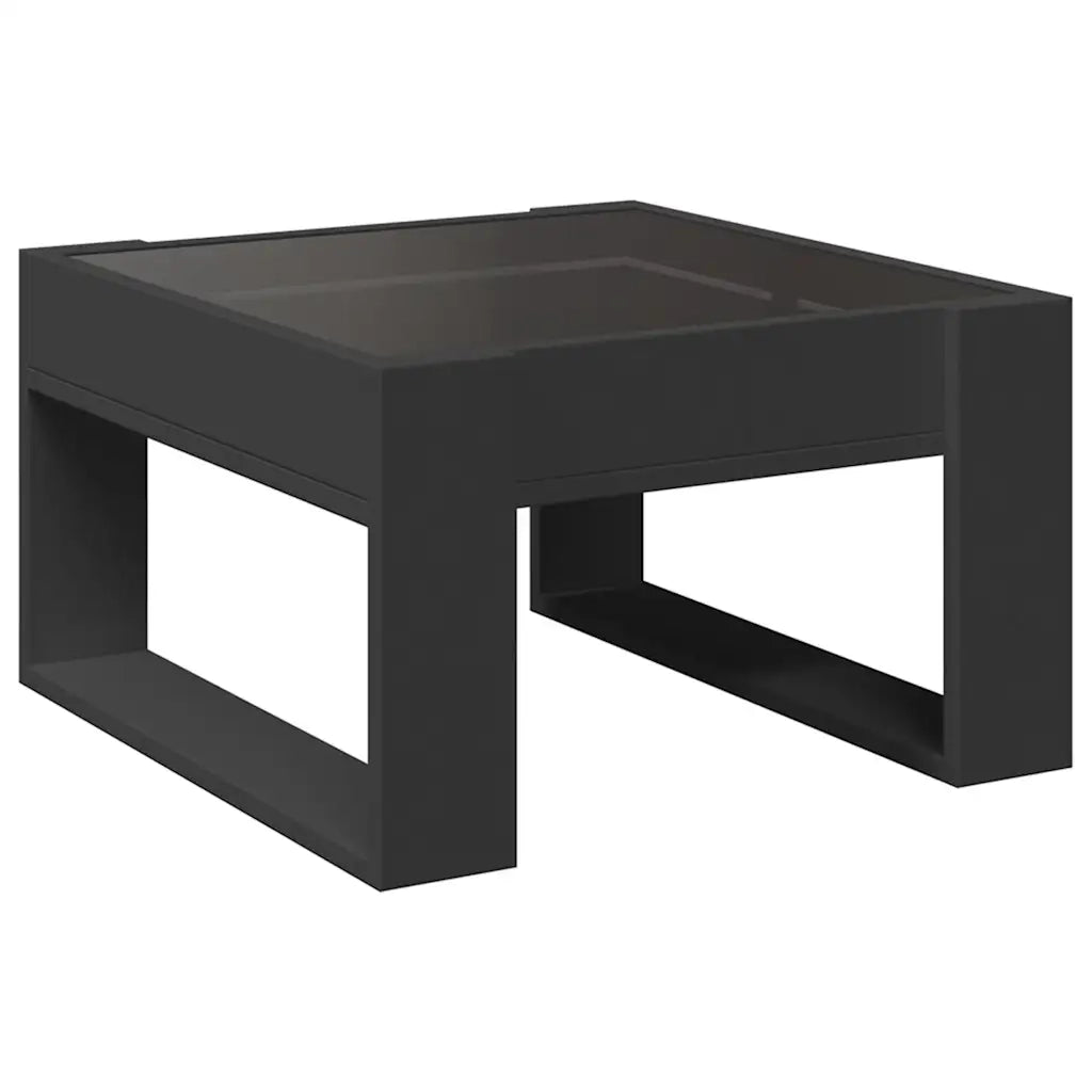 Tavolino da Salotto con LED Infinity-Tavolino da soggiorno Nero 50x53x30 cm