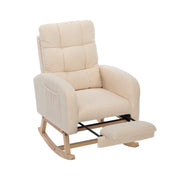 poltrona a dondolo ergonomica con tasca laterale; schienale alto; in bouclÃ© beige