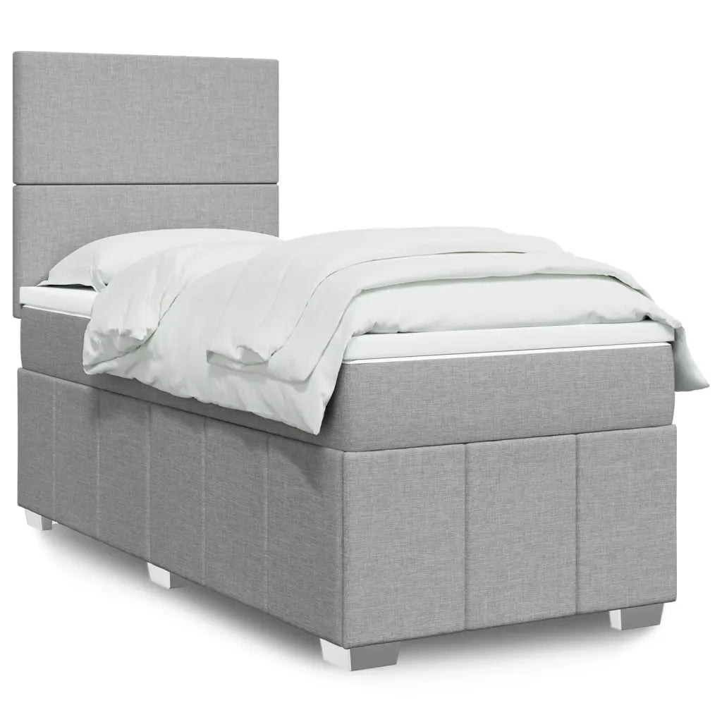 Giroletto a Molle con Materasso Grigio Chiaro 90x200 cm Tessuto