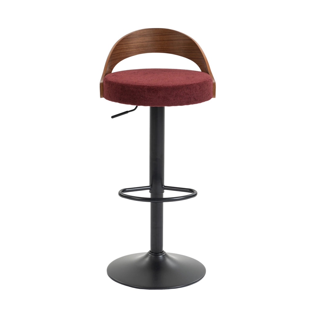 Set 2 sgabelli bar girevoli regolabili in lino rosso vino