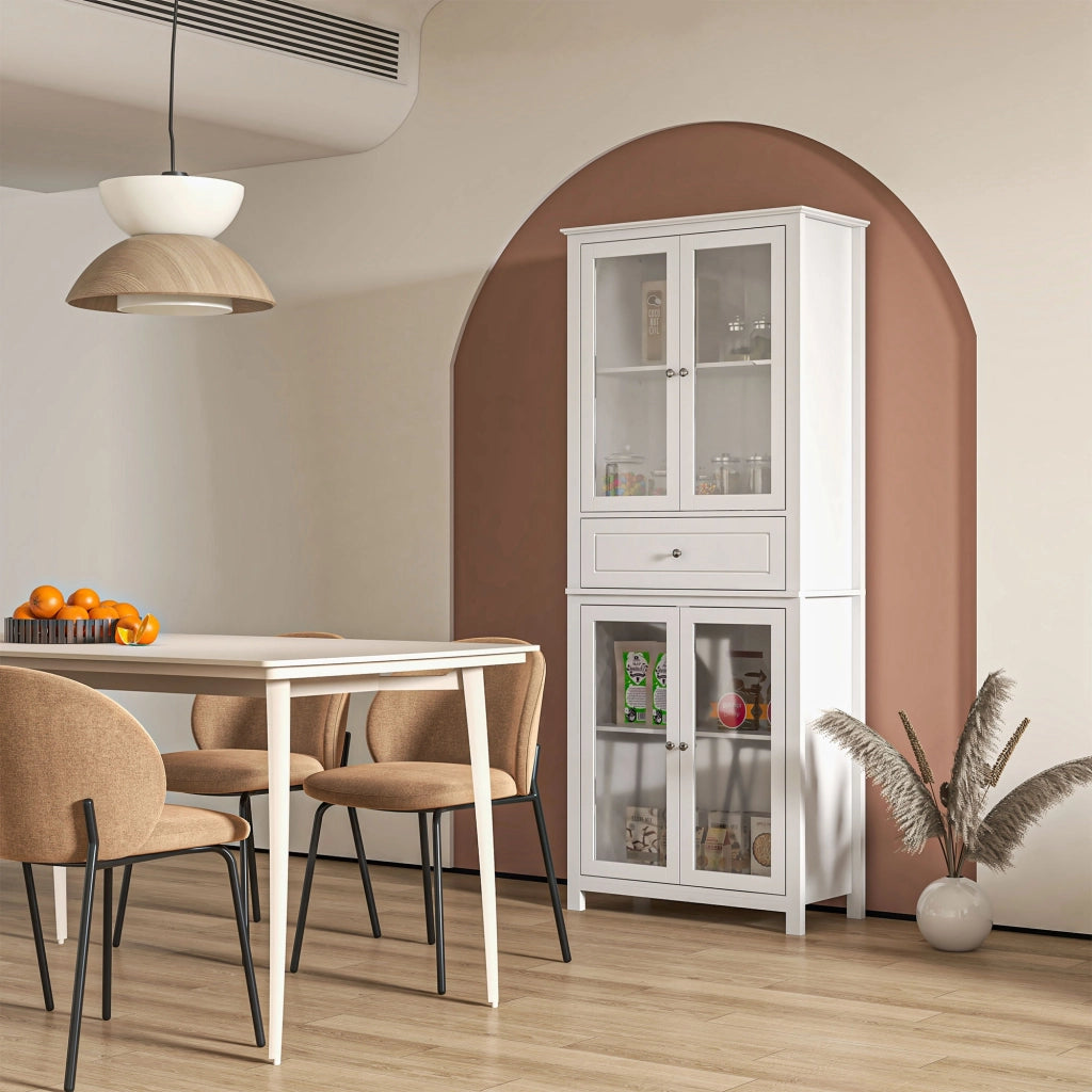 Credenza con ante scorrevoli e ripiani ¨C Minimal ¨C Bianco 74x35,5x181,5 cm