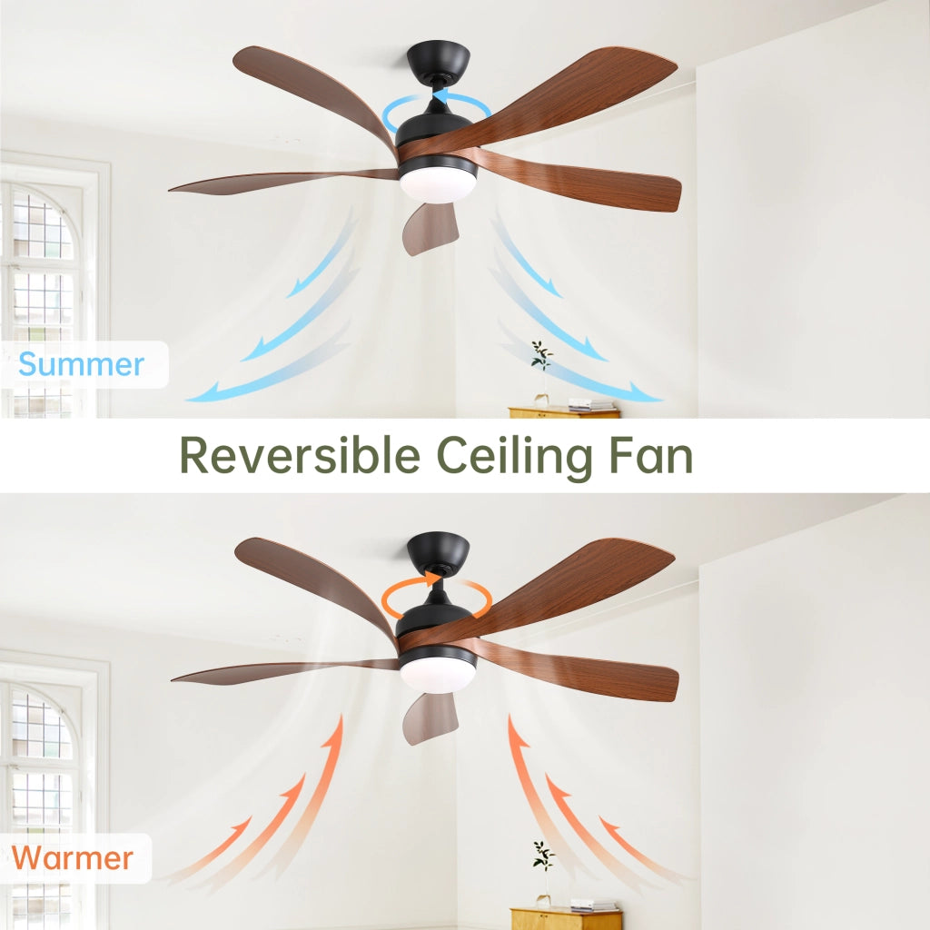 Ventilatore da soffitto 132 cm nero con LED 18W 3 tonalit¨¤, motore DC reversibile e telecomando