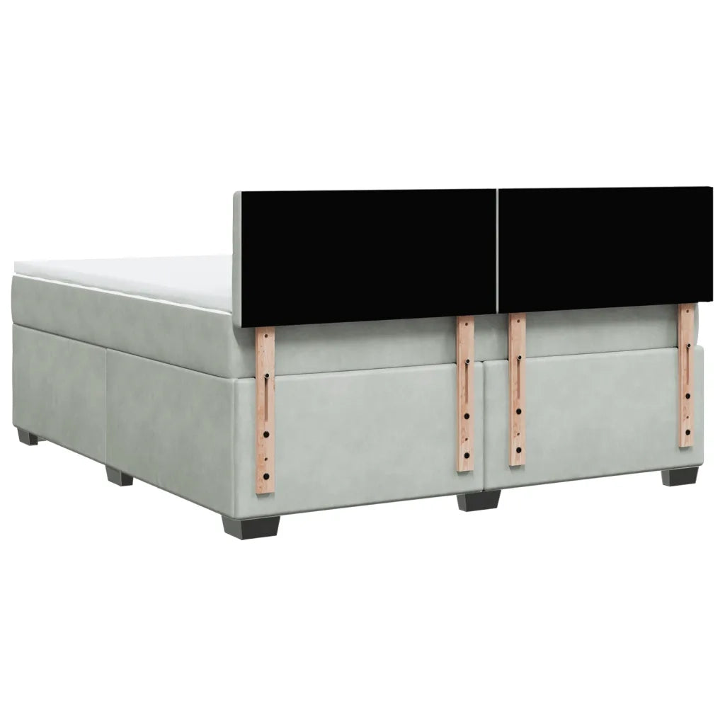 Giroletto a Molle con Materasso Grigio Chiaro 180x200cm Velluto