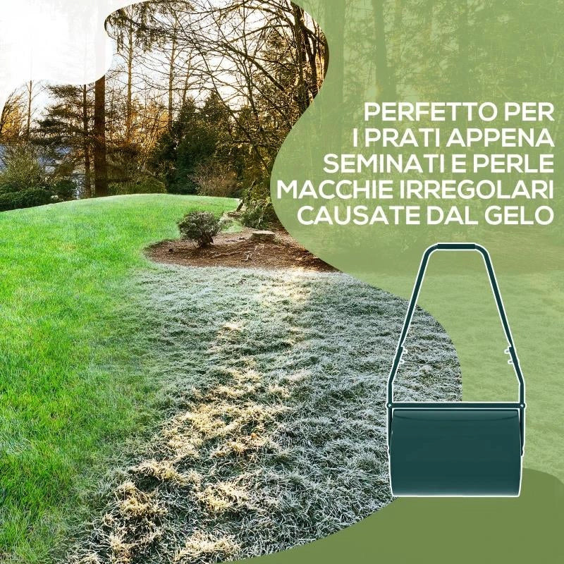 RULLO PER PRATO DA 63L DI CAPACITÓ CON LAMA RASCHIANTE, IN METALLO, 123X58X40 CM, VERDE SCURO