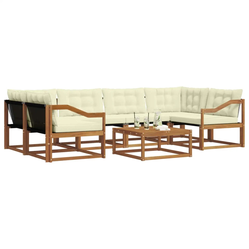 Set di divani da esterno con cuscino 7 pcs Naturale e Crema