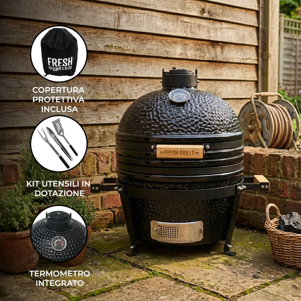 Kamado Grill 40,6 cm (16") BBQ Ceramico a Carbone Smoker con Supporto
