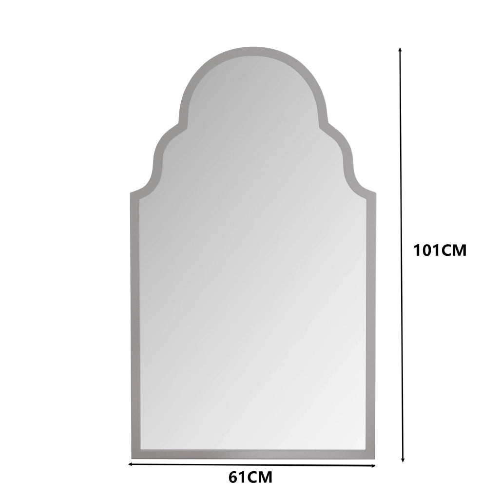 Specchio semplice rettangolare da parete in vetro con cornice in ferro per bagno soggiorno argento 61 × 101 cm