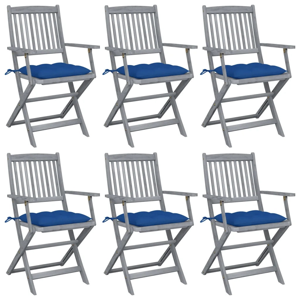 Sedie da Giardino Pieghevoli 6pz con Cuscini in Massello Acacia cod mxl 8281