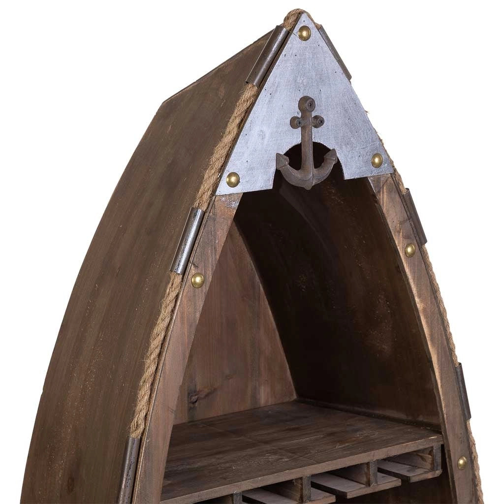Portabottiglie in legno e metallo marrone 61x31x154h cm