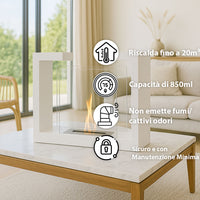 Camino a Bioetanolo da Terra Venus Free Standing Geometrico e Vetri Protettivi Serbatoio 850 ml in Acciaio Verniciato