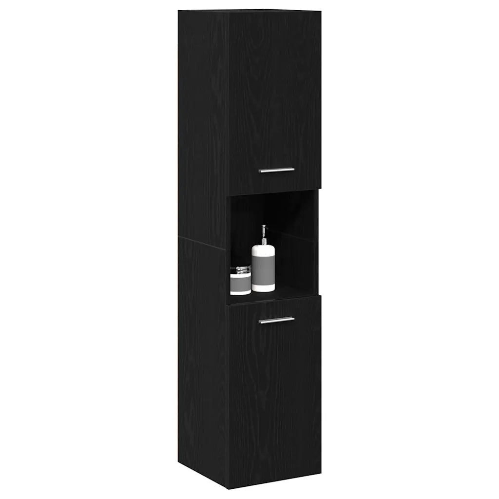 Mobile da Bagno Rovere Nero 30 x 30 x 130 cm Legno multistrato 862532