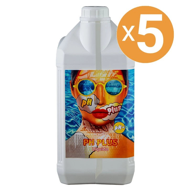 Correttore Ph Plus Liquido Piscina, 5 Confezioni Da 5 Kg