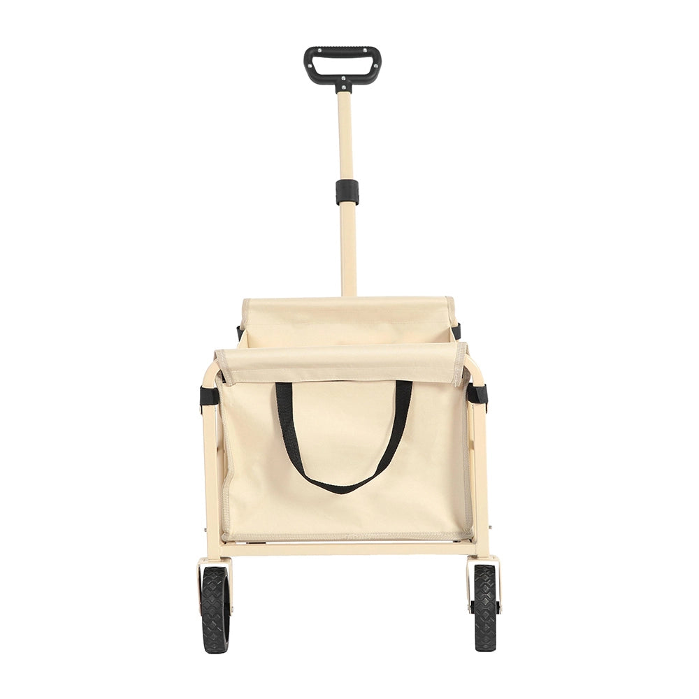 Carrello da spiaggia pieghevole leggero - Xylo - 50L - Beige - Ruote robuste per campeggio e shopping