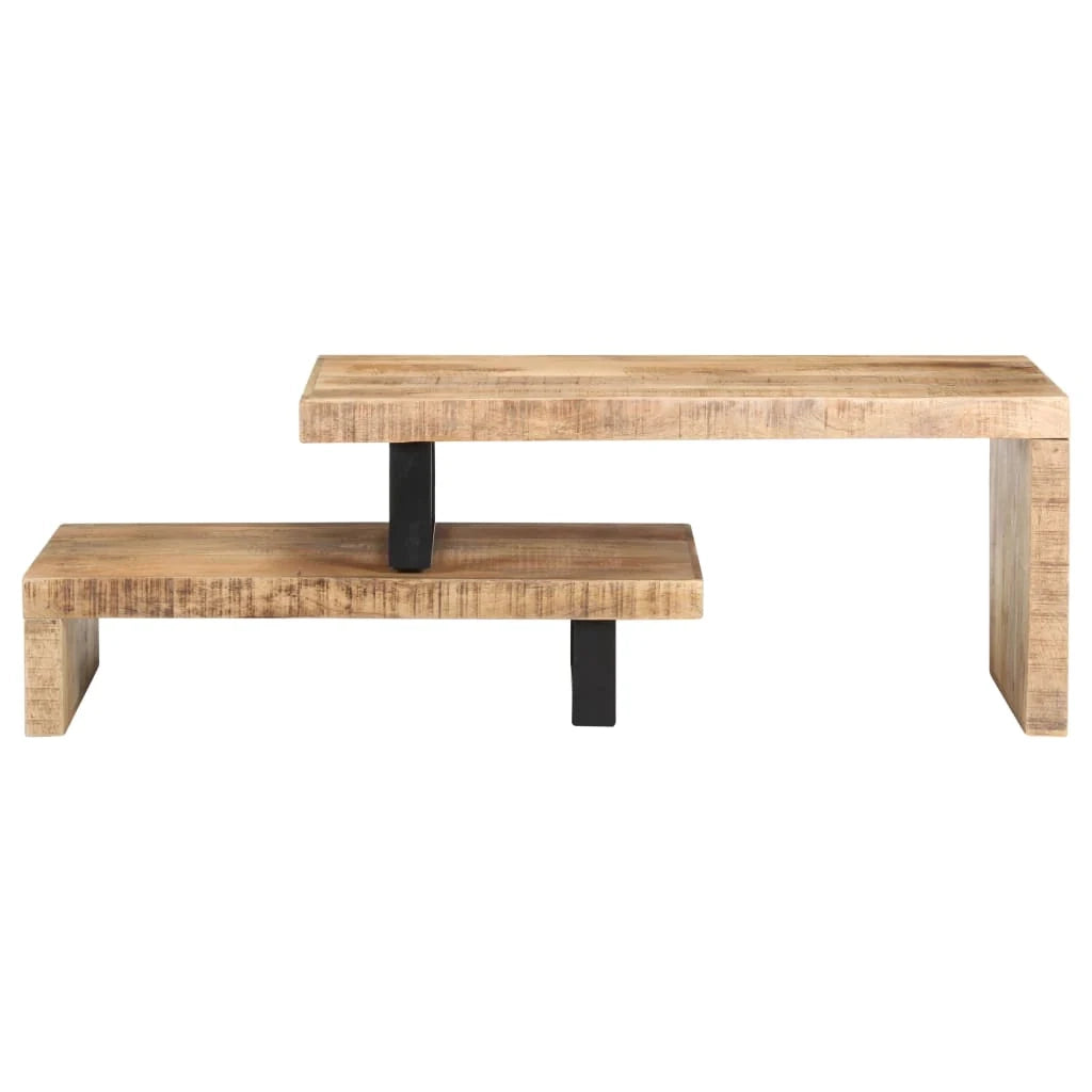 Set di 2 tavolini da caffè legno massello di mango marrone 02_0042118