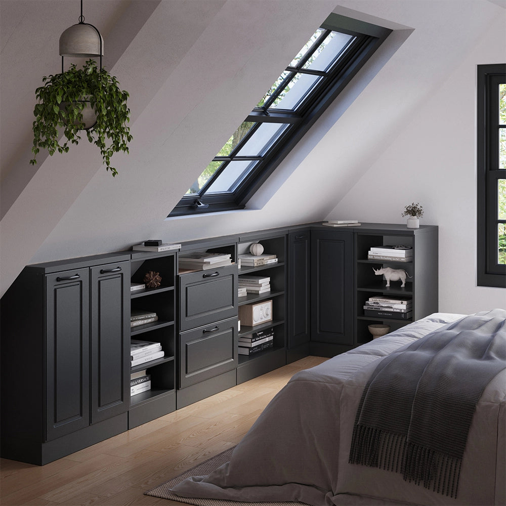 Mobile cucina angolare per sottotetto R-Line Antracite rustico/Antracite 75.6 cm con 1 porta Vicco