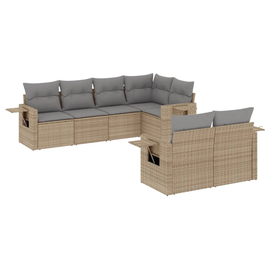 Set Divani da Giardino 7 pz con Cuscini Beige in Polyrattan 3252746