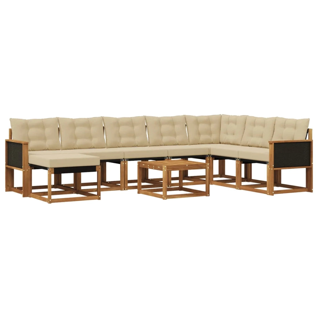 Set di divani da esterno 9 pz Naturale e Beige 3382153