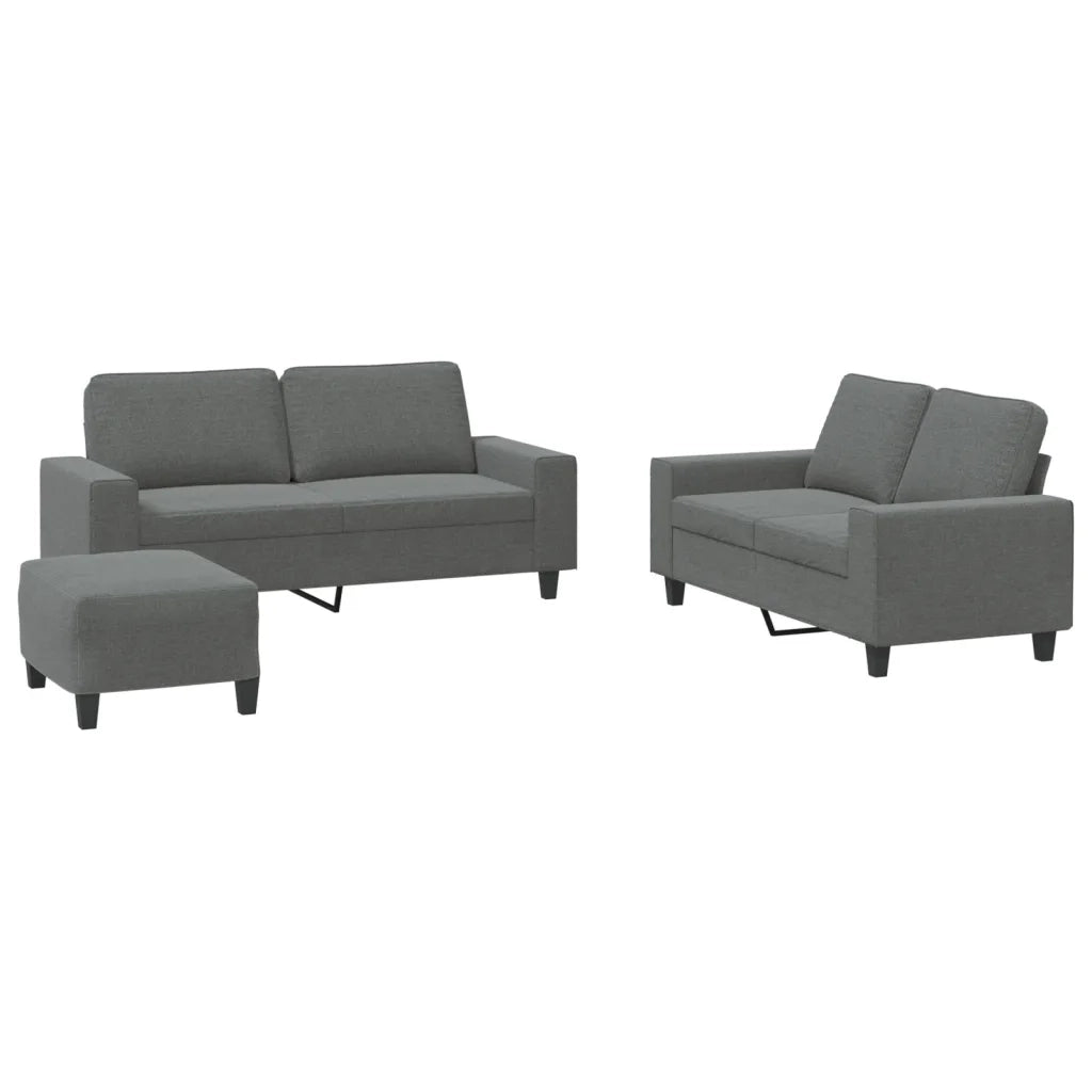 Set di Divani 3 pz Grigio Scuro in Tessuto 3201891
