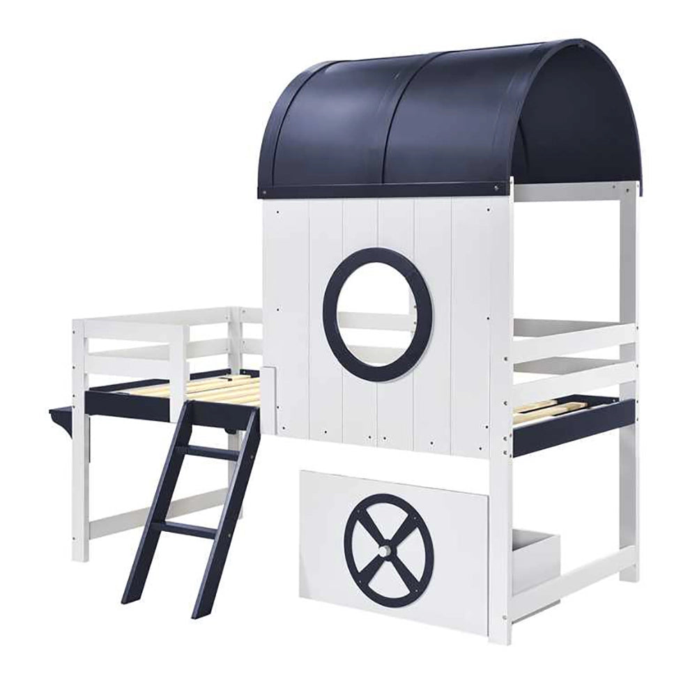 Letto a mezzanino - Xylo - 90x200 cm cassetti blu scuro