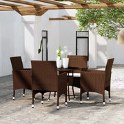 Set da Pranzo per Giardino 5 pz in Polyrattan Marrone cod mxl 35164