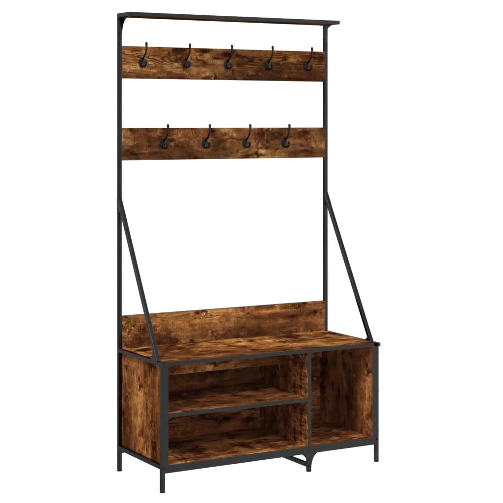 Appendiabiti con Porta Scarpe Rovere Fumo 100x41x184 cm 837869