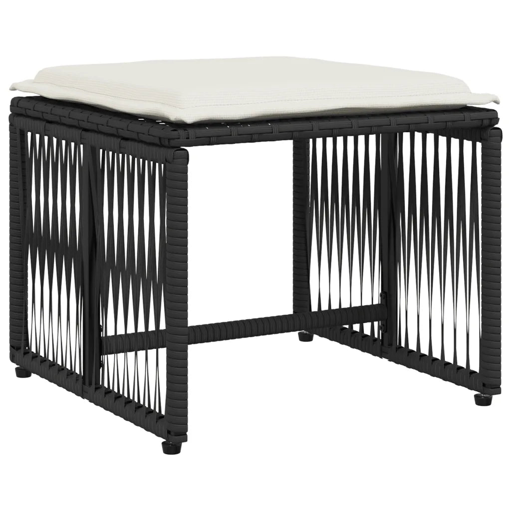 Set da Pranzo da Giardino 7 pz Nero con Cuscini in Polyrattan 369009