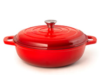 Casseruola 2 manici in ghisa smaltata con coperchio colore rosso cm 30