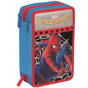 Trade Shop - Astuccio Completo 3 Zip Spiderman Uomo Ragno Accessoriato Per Bambini Set Scuola -