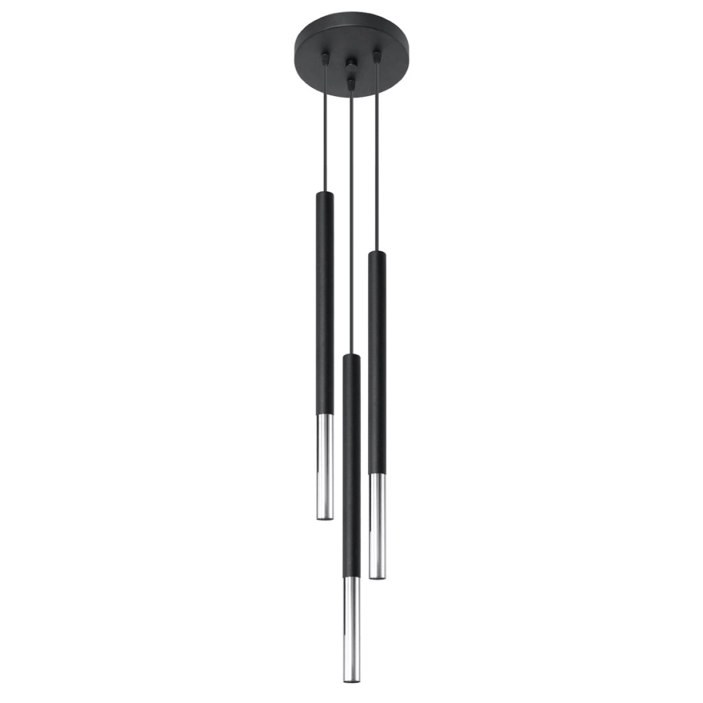 Lampada moderna in acciaio tubolare Mozaica Ocean Green, nero cromato, 3x8W G9