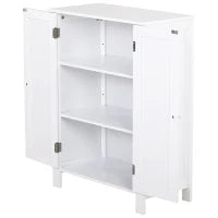 kleankin Mobiletto da Bagno Salvaspazio, Armadietto da Bagno Multiuso con Armadietto 2 Ripiani 2 Ante Maniglie in MDF 60 x 30 x 80cm Bianco