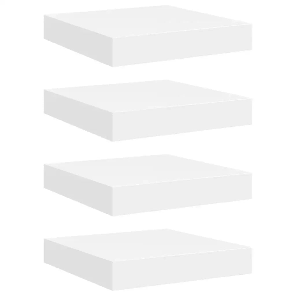 Scaffali a Parete 4 pz Bianchi 23x23,5x3,8 cm in MDF 323804