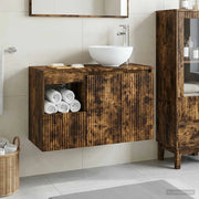 Set di mobili per il bagno 2 pz Rovere Fumo 3404029