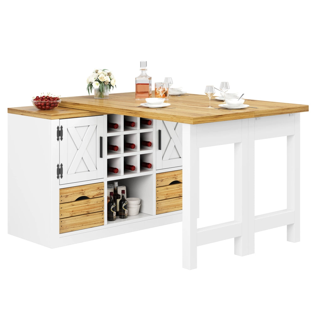Tavolo da pranzo estensibile con sideboard bianco