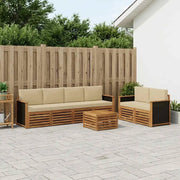 Set di divani da esterno con cuscino 7 pcs Naturale e Beige