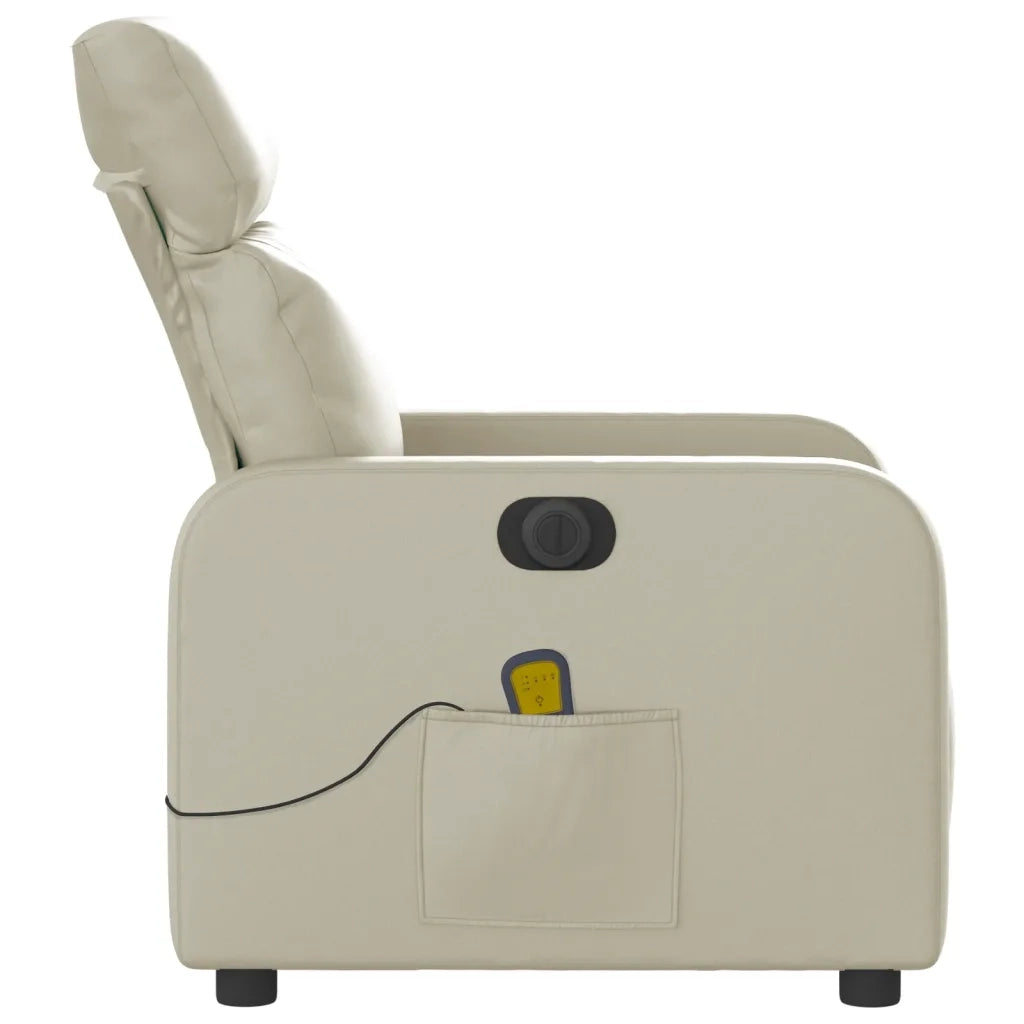 Divano Sedia-Poltrona Massaggiante Elettrica Reclinabile Crema Similpelle 642909