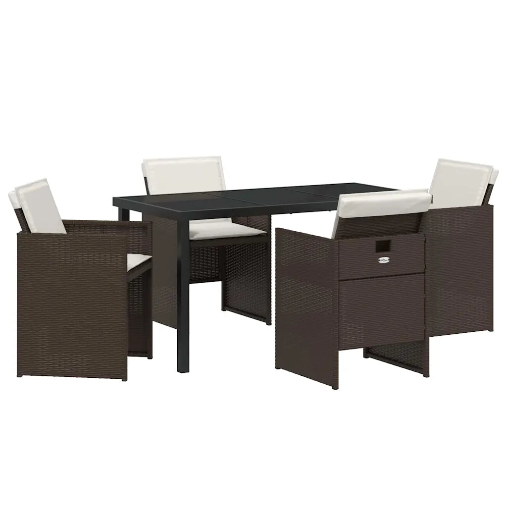 Set da Pranzo per Giardino 5 pcs Marrone polyrattan 3380602