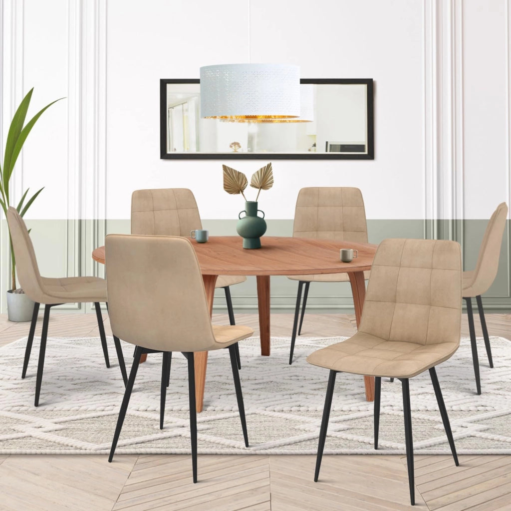 Set di 6 sedie da pranzo MILA in velluto color tortora