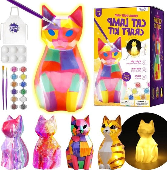 Kit per lampada per gatti fai da te - Set di stencil per bambini - Arte e manualità - Regalo per bambini - Età 6-12 anni