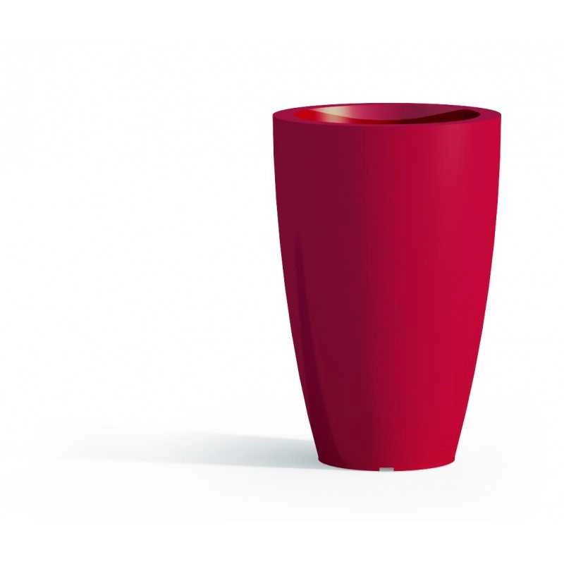 Vaso moderno di design Ø33 H50 in polimero rosso resistente per interno ed esterno - Made in Italy - Monacis