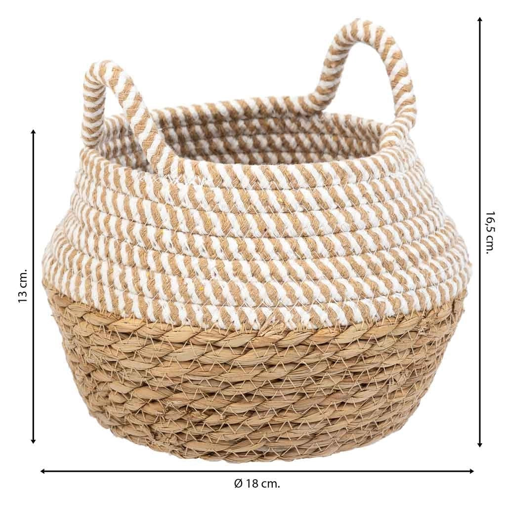 Cestino in fibra naturale e cotone marrone D18x13/16,5